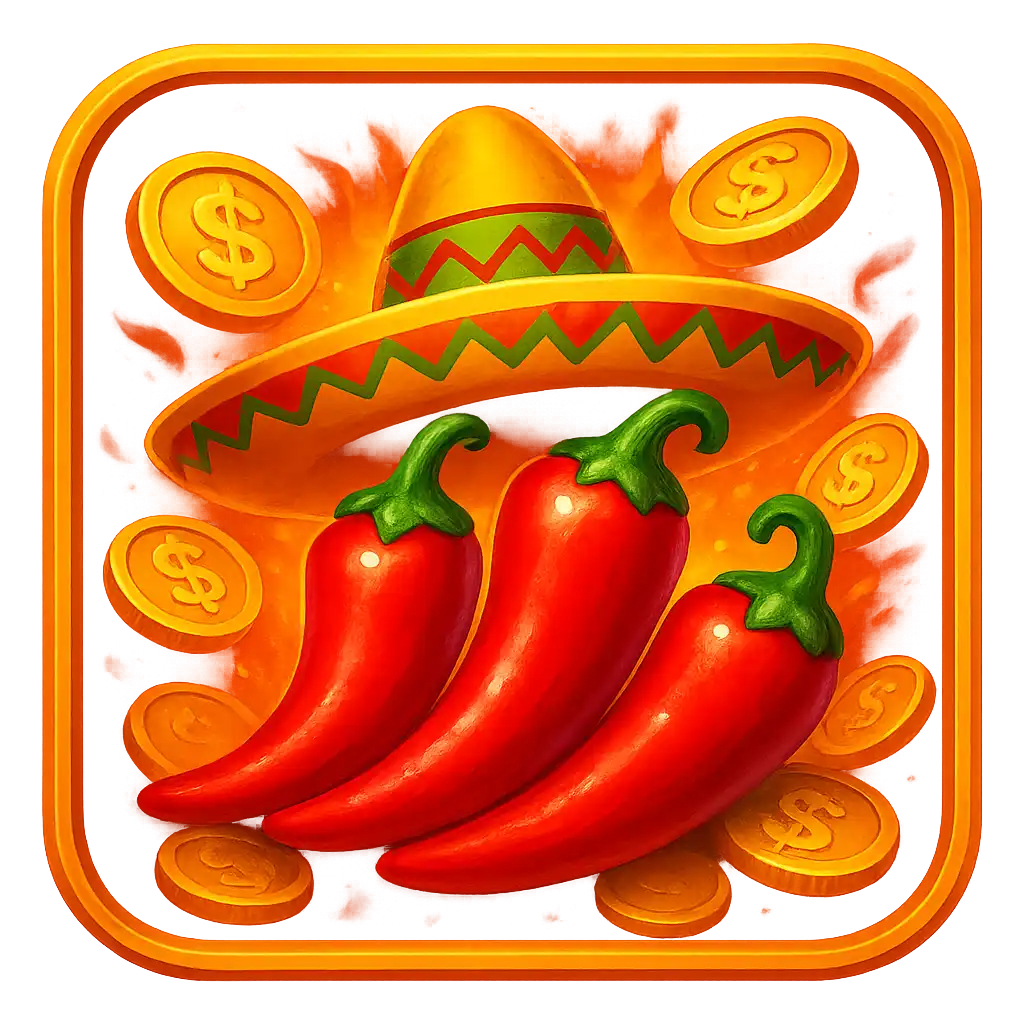 Chilli Heat Spicy Spins slot game tile with red chilli peppers